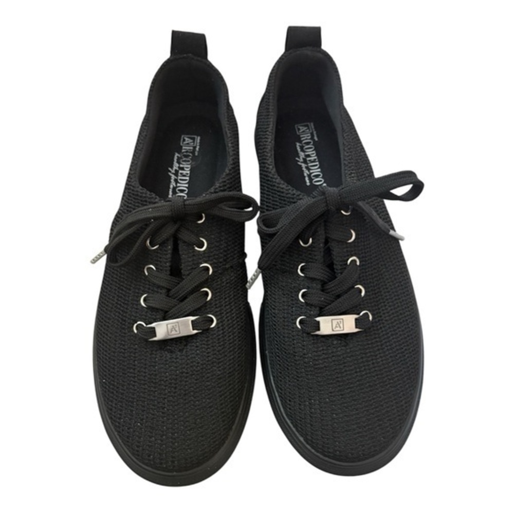 Arcopedic Black Knit Sneakers Size 41 Comfort Walking Shoes Lightweight NWOT